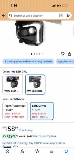 Chevy Headlight Assembly with LED DRL – right/passanger