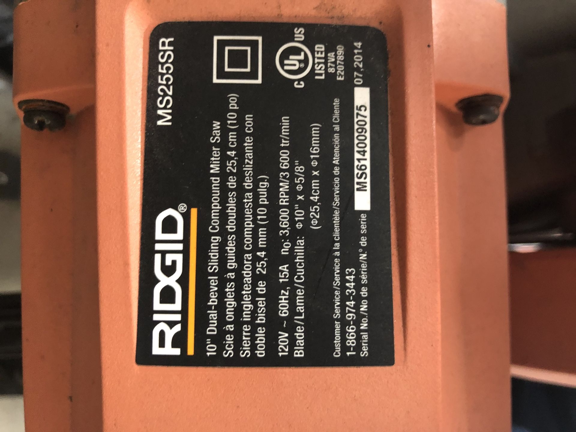 Ridgid MS255SR 10” Sliding miter saw for Sale in Temecula, CA OfferUp