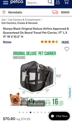 Sherpa Original Deluxe Airline-Approved Dog & Cat Carrier Bag