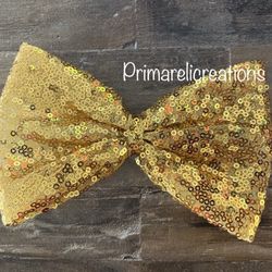 Hand Made Sequence Yellow Hair Bow