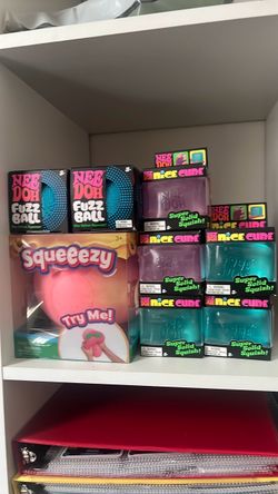 Needoh fuzz ball and needoh nice cube
