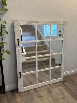 Rustic Windowpane Farmhouse Mirror