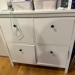 HEMNES Shoe cabinet with 4 compartments, white, 42 1/8x39 3/4 - IKEA