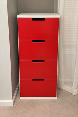 4-Drawer Dresser White and Red
