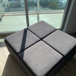 Grey Ottoman (rollable) With 4 Compartments
