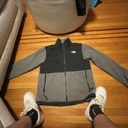 Northface denail fleece jacket grey and black