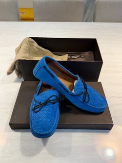 Bottega Veneta Blue Suede Driving Loafers Men's US 9 EU 42 Excellent