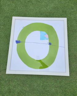 Large Green Circle Abstract Framed Wall Art 33x33"
