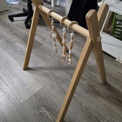 Baby Floor Activity Center Hanging Bar Wooden Play Gym