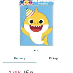 New Baby Shark Party Invitations 8 Pack 