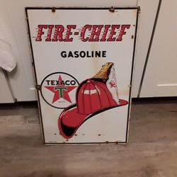 1950 Fire Chief 18×12 Original Gas Pump Sign