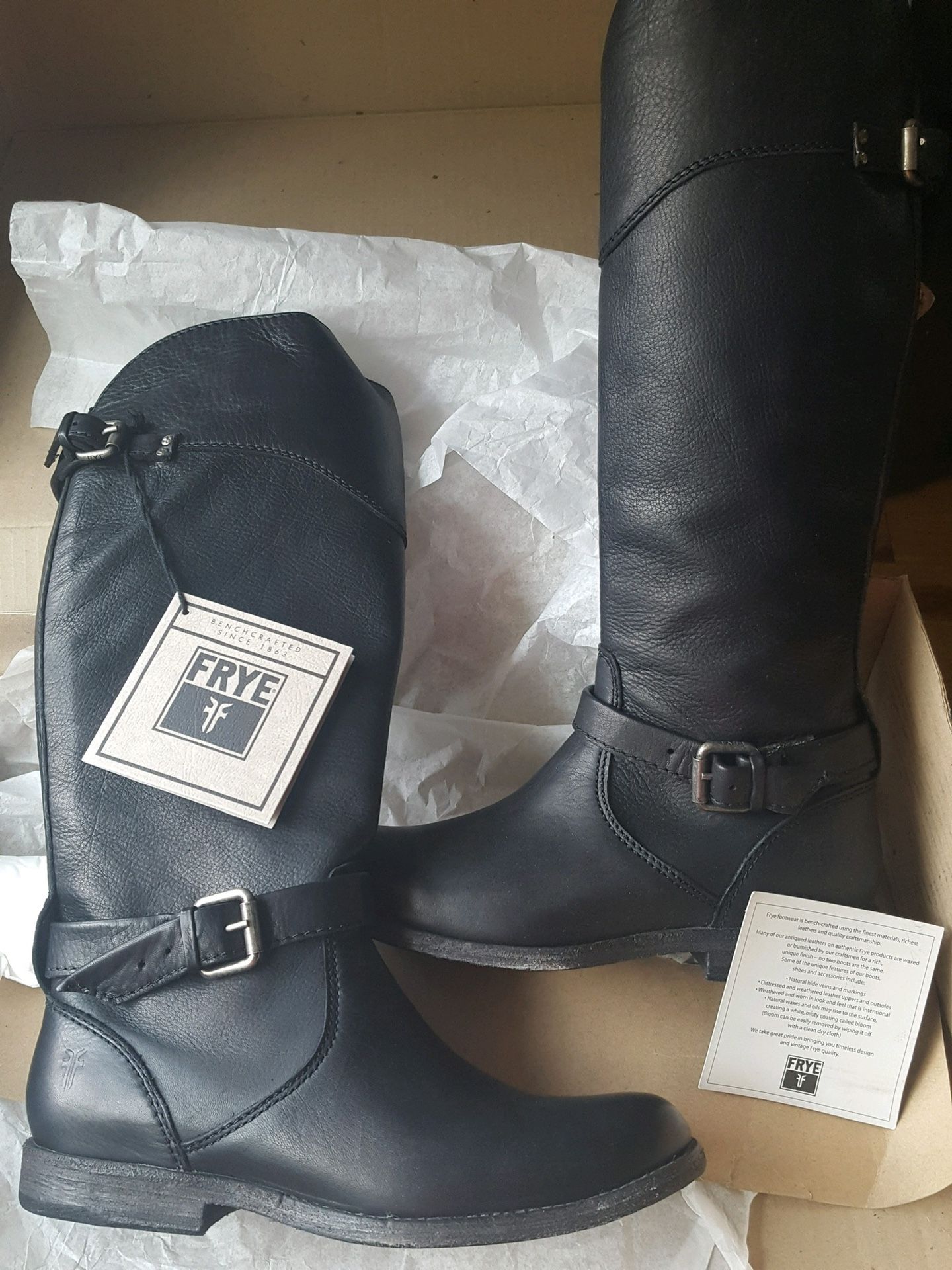 NEW Tall black leather Frye boots women’s size 6.5