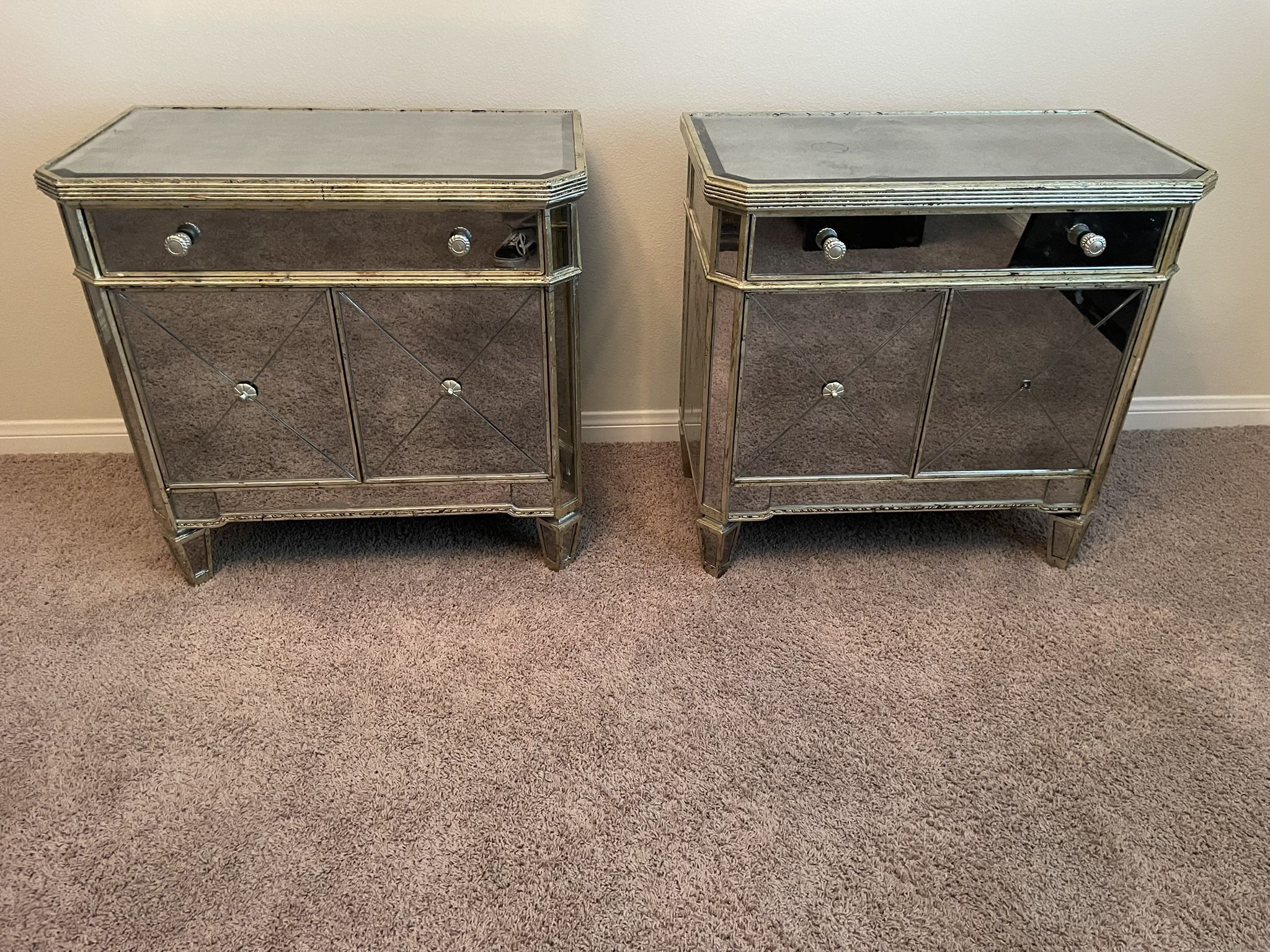 2 Mirrored  Nightstands From Z Gallerie