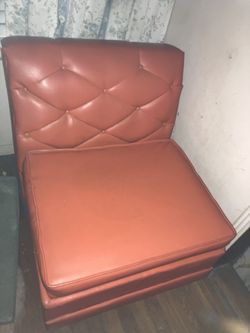 Vintage Mid Century Modern 1960s  Orange Sectional Faux leather