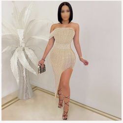 Small  and 2X Nude Beige Color Dress 