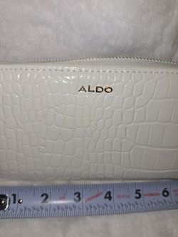 Aldo White Croc-Embossed Zip Wallet