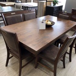 Solid Wood Brown Six Piece Dining Set - Timber Ridge
