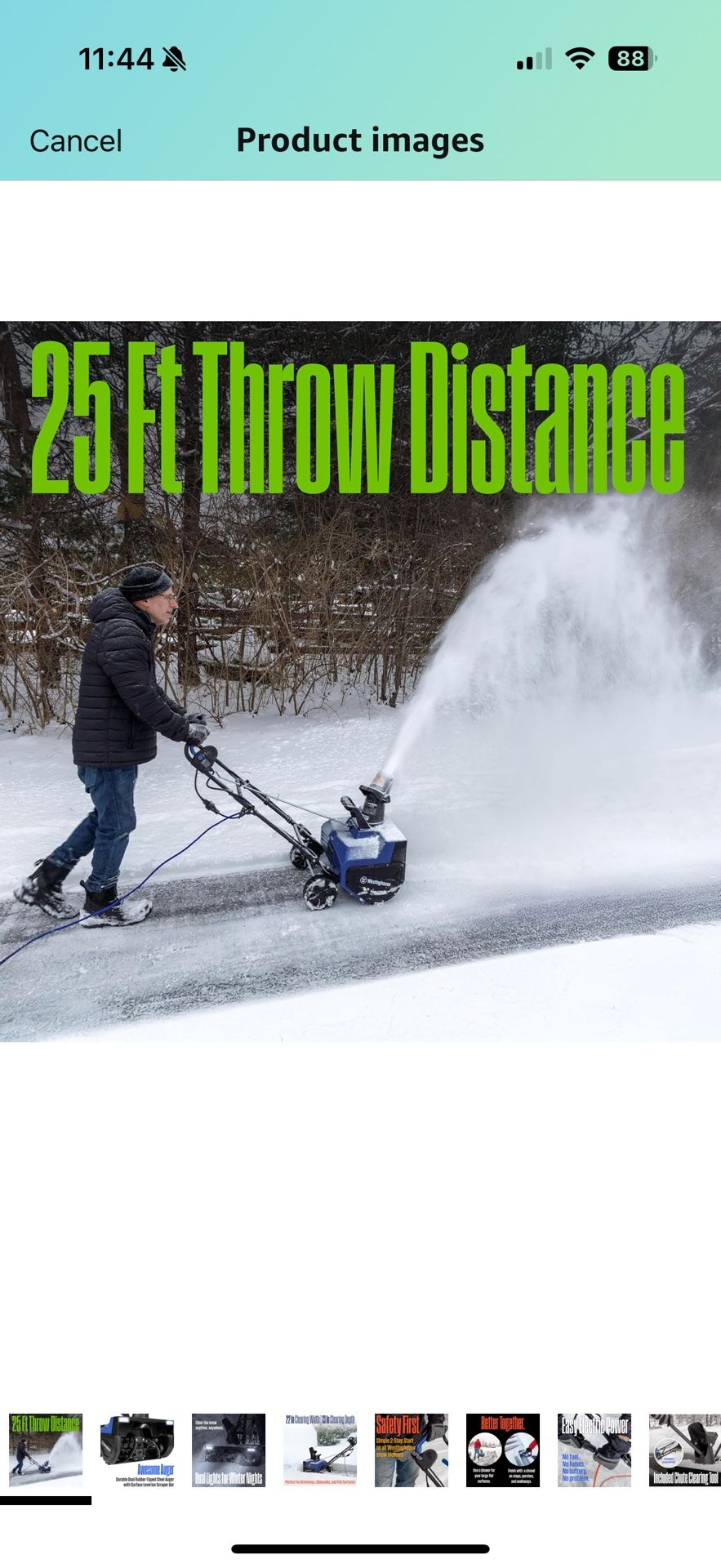 Westinghouse WSnow22 Corded Snow Blower 22 Inch, Steel Auger, Dual LED Lights, Electric Snow Blower with 25ft Throwing Distance, Plows 840lbs/min, Adj