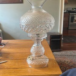 STUNNING, VINTAGE WATERFORD CRYSTAL Inishmaan Electric Hurricane Lamp 14”