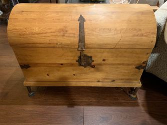 Rustic Wood Dome Top Storage Trunk