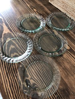 Coca Cola Green Tint Glass Salad/ Dessert Plates Set Of 5 / Collectible Vintage 