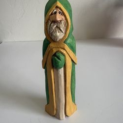 Hand-Carved Wooden Folk Art Figure - Signed & Dated (2013)