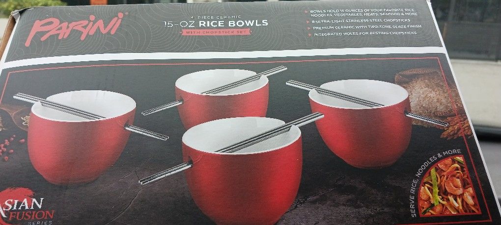 PARINI 4 PIECE CERAMIC RICE BOWLS