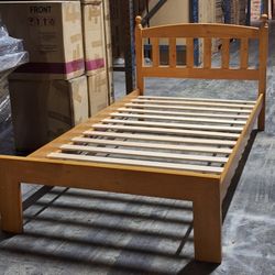Twin Size Bed Frame Color Maple 
