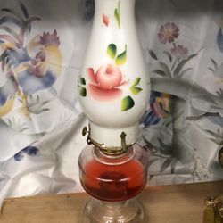 Large Vintage Beautiful Glass Oil Lamp 16.1/2 inch 