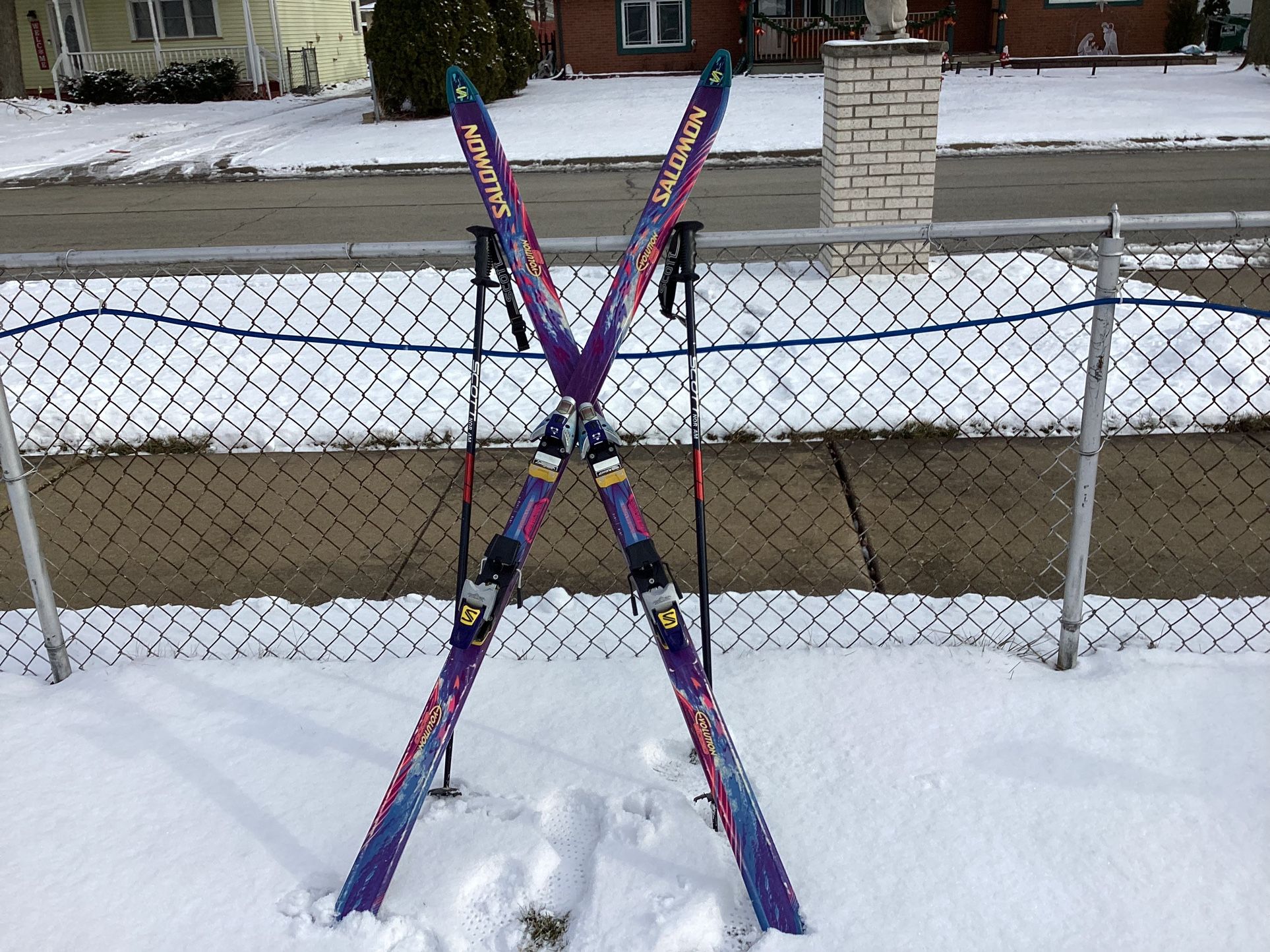 Downhill Ski With Bindings Boots and Poles /BRIDGEVIEW/