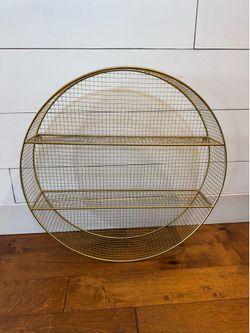 Round Gold Wire Wall Shelf.