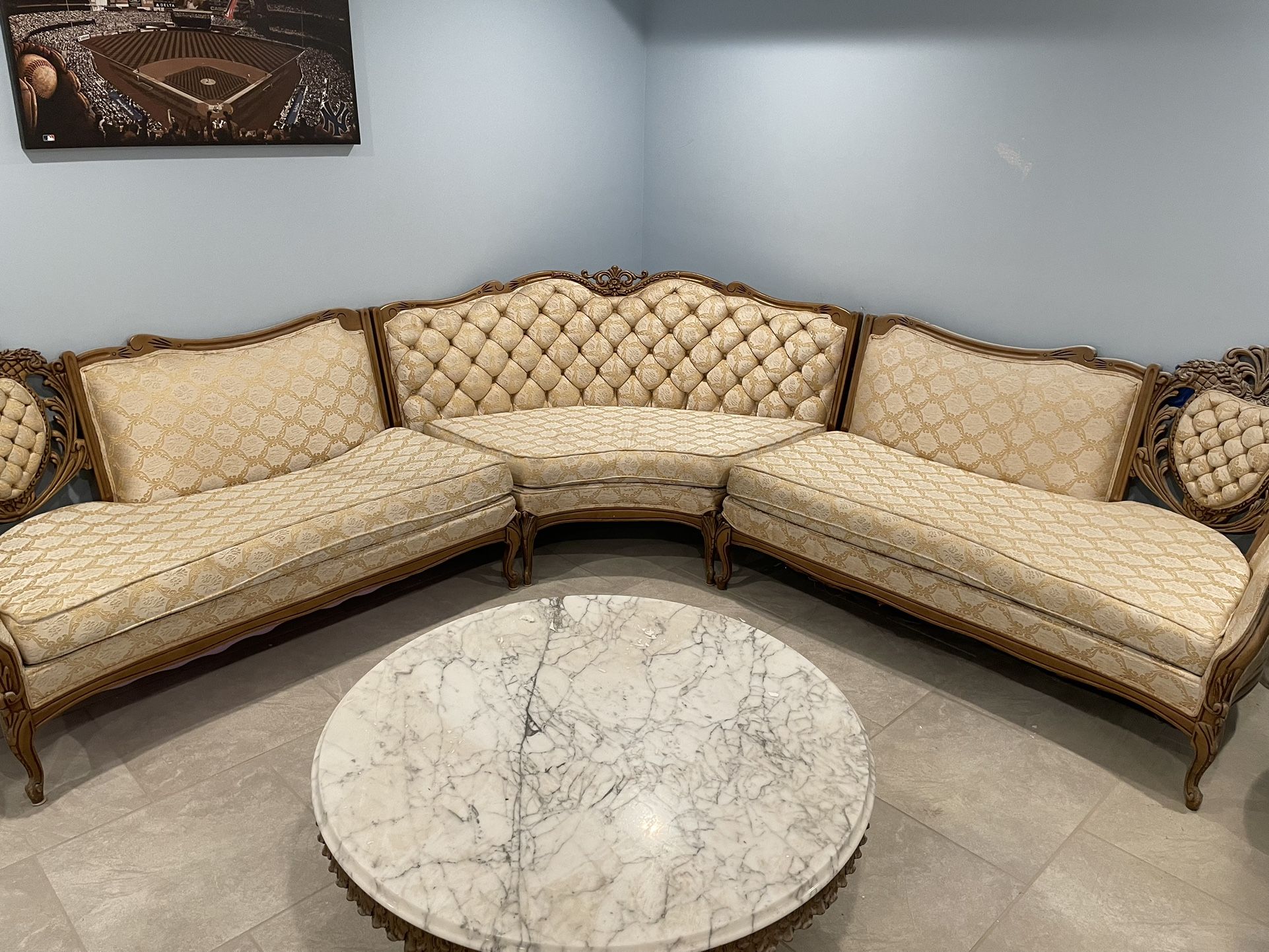 Sofa And Marble Coffee & End Tables