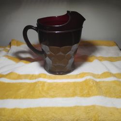 Mid 20th Century Venetian Ruby Red Glass Pitcher.