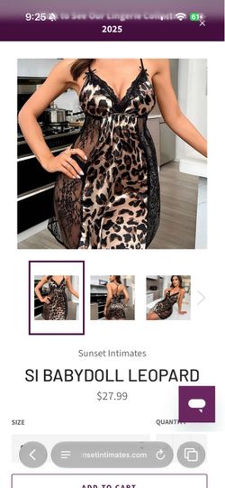 Sunset Intimates Leopard Babydoll Size Large