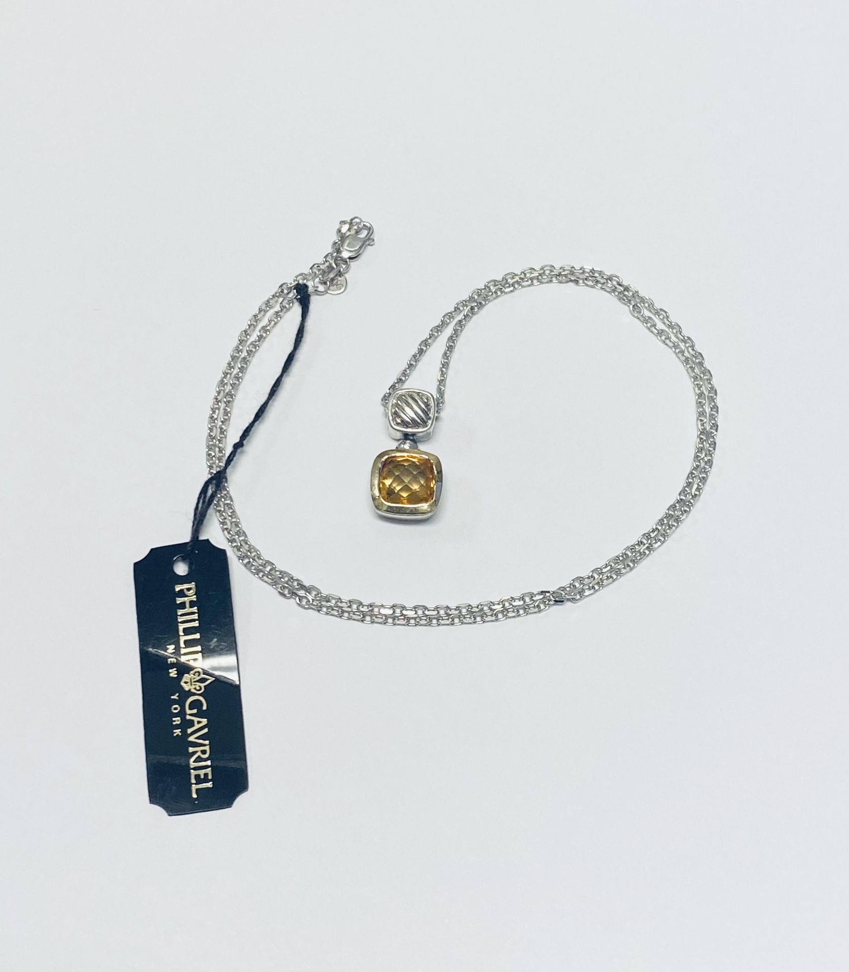 Phillip Gavriel Sterling Silver & 18K Gold Citrine Pendant Necklace