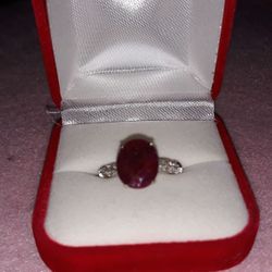 6ct Ruby and Diamond white Gold ring