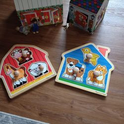 Melissa & Doug 2 Puzzle, Barn, And Key House 