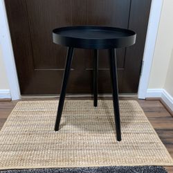 Round Tray Top Side Table. Black. New.