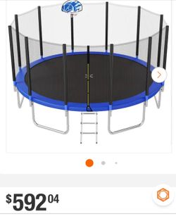 18 ft trampoline w/led lights and safety netting
