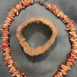 Shelled Bracelet & Coral Necklace 