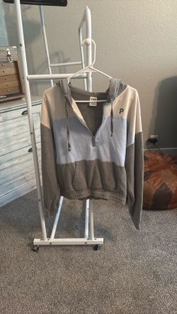 PINK Color Block Quarter-Zip Hoodie (Size-S)