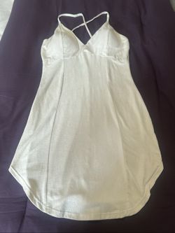 New Slightly Used Small White Strappy Mini U hem suede Dress