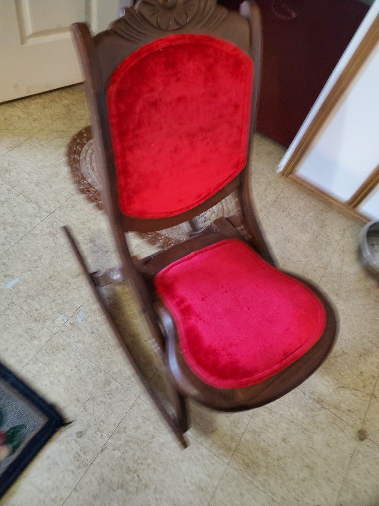 Vintage Red Velvet Fold Up Chair Brand New