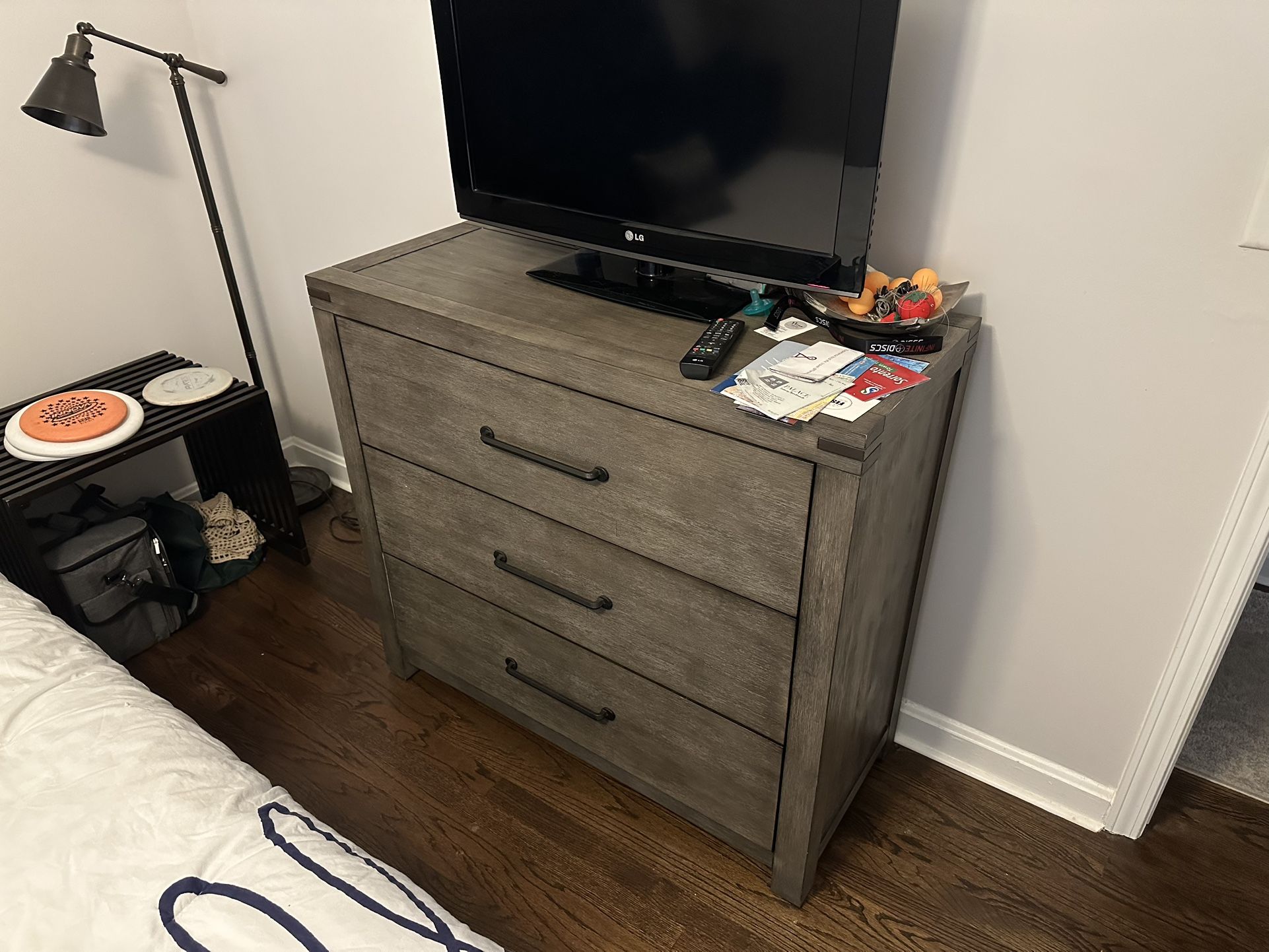 Grey Distressed Faux Wood Dresser