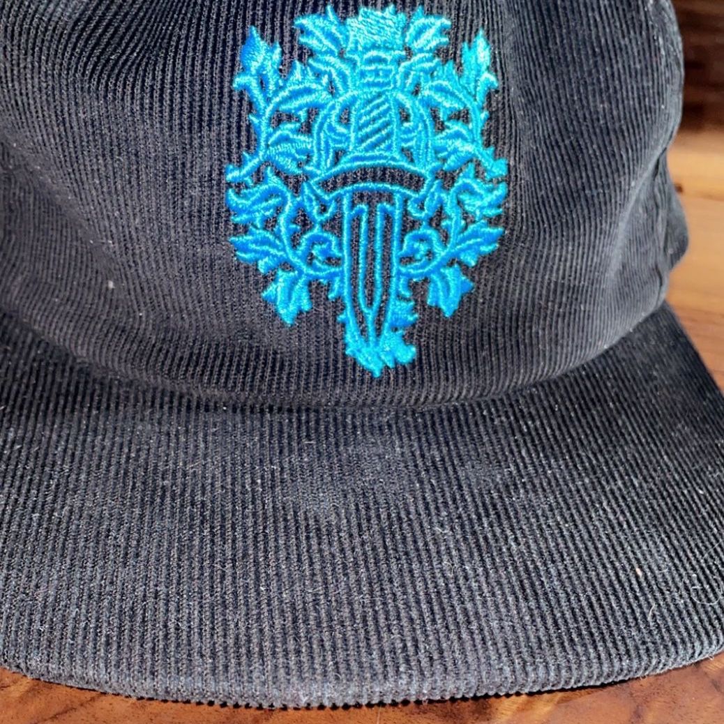 CHROME HEARTS 5 PANEL BLUE DAGGER CORDUROY HAT for