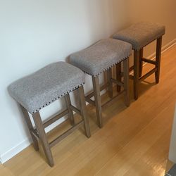 3x) Grey Bar Stools 