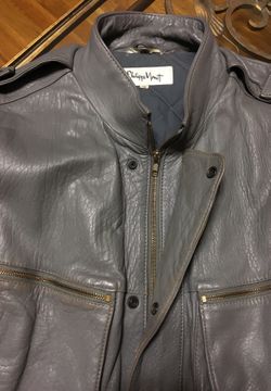 MUST GO! Genuine Grey Leather Men’s Jacket. Great for Motorcyclers