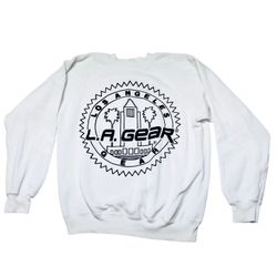 Vintage LA Gear City Logo Sweater Pullover Medium White 80s Crewneck Sweatshirt