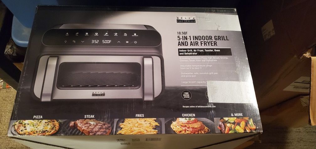 Bella Pro Series - 10.5-qt. 5-in-1 Indoor Grill and Air Fryer - Black