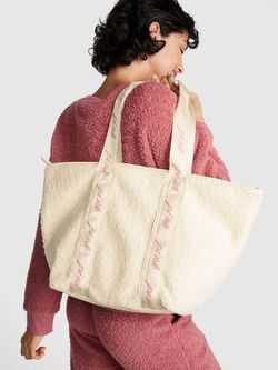 Victoria Secret Pink White cozy tote bag 